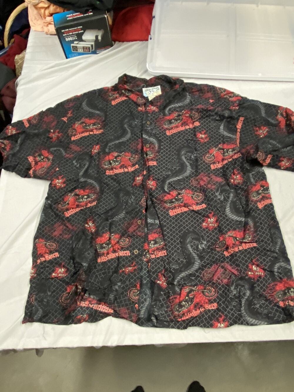 Big Dog Attitude To Burn Button Up Shirt size 3XL Black Red